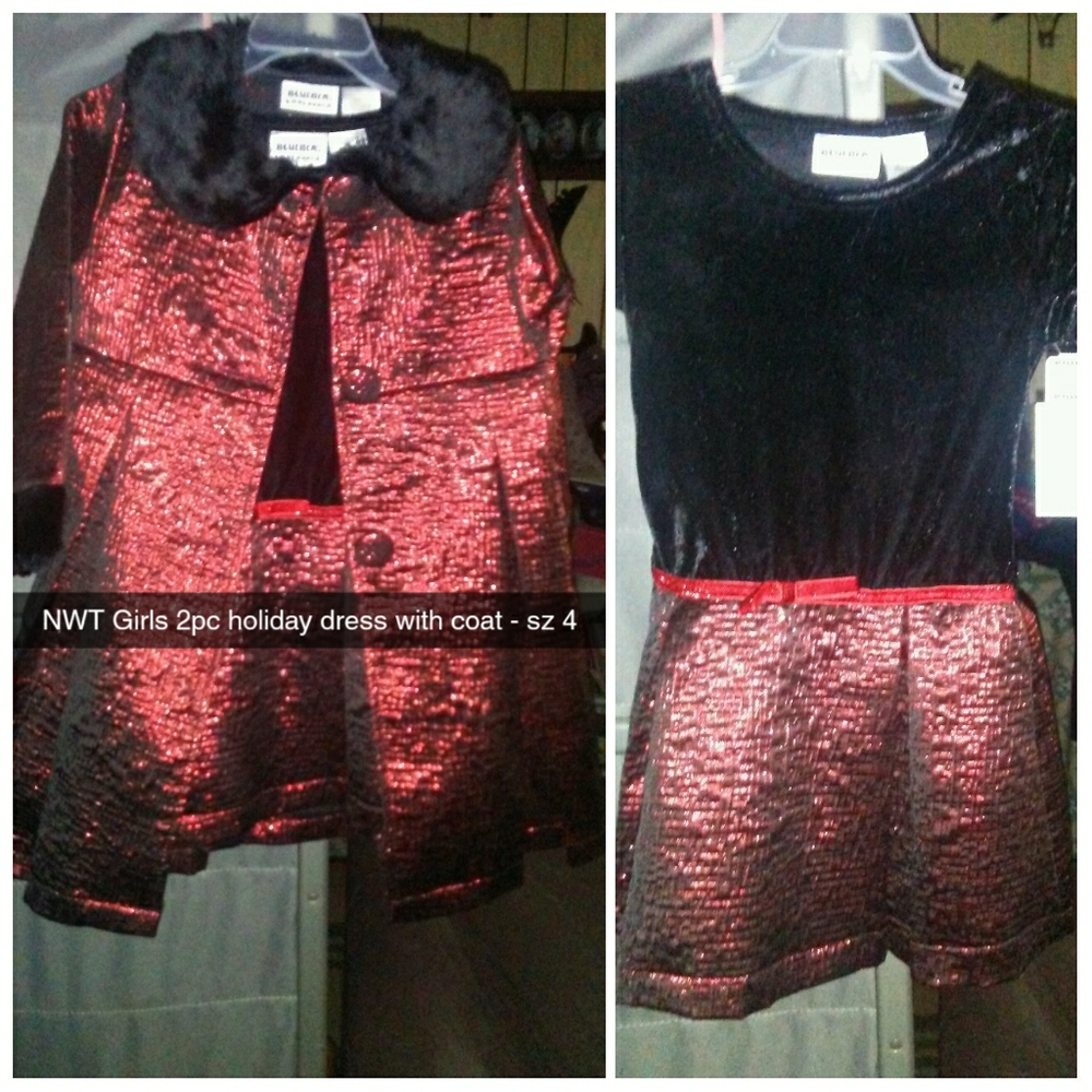 NWT Girls 2pc holiday dress with coat - size 4